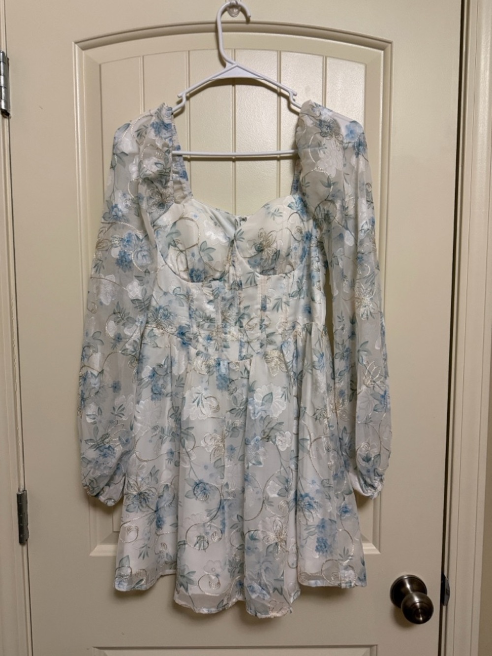 Lulu’s Decadent Charisma Ivory Floral Embroidered Bustier Mini Dress- Size Small - Picture 2 of 10